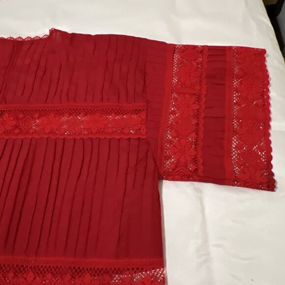 Swim Coverup Red Cutout Lace Embroidered Boho Beach Resort Wear Poolside - Picture 13 of 16